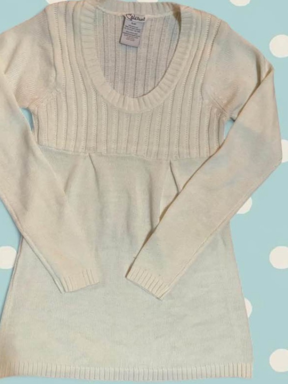 Cream Ribbed babydoll Women's Sweater